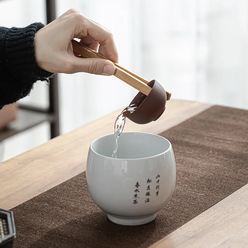 Anti-scalding Tea Cup Clips Kung Fu Set Accessories Leaf Tweezers Bamboo Clip Natural Root Single Sugar Tongs Teaware Kitchen