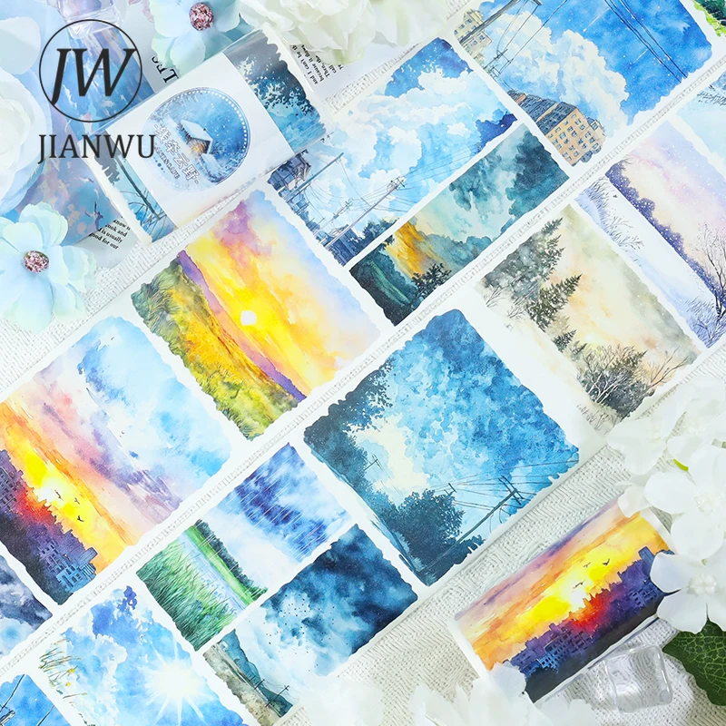 JIANWU 70mm * 200cm 빈티지 하늘 태양 구름 풍경 소재 콜라주 스크랩북킹 와시 테이프 크리 에이 티브 DIY 저널 문구