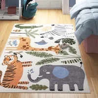 Animal Safari Washable Rug Kids Area Rug for Nursery Playroom Kid Room Carpet Stain Resistant Floor Mat Non-Slip Mat Living Room 1