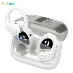 Sports Bluetooth Waterproof Noise Cancelling Wireless Earbuds with Deep Bass Sound (WHITE)