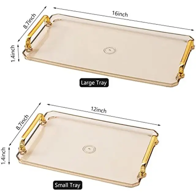 Small&Large Serving Tray with Handles Valet Tray Plastic Serving Tray for Party Kitchen Bathroom Dessert Table Cupcake Display 6