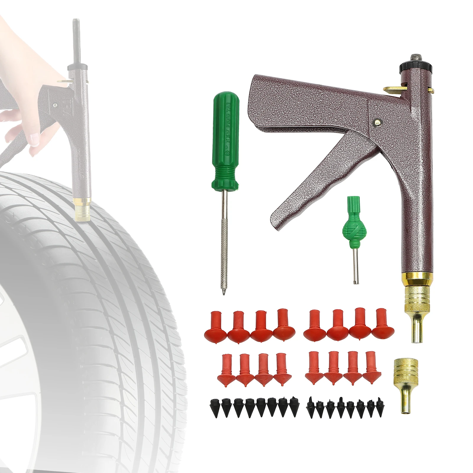 TOSSPER 1set Tire Plugger Repair Tool Tubeless Car Wheel Vacuum - View #13
