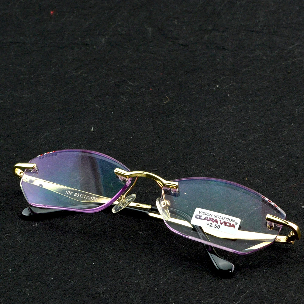 Handcrafted rimless Rectangle Women Fashion Reading Glasses +0.75 +1 +1.25 +1.5 +1.75 To +4 2