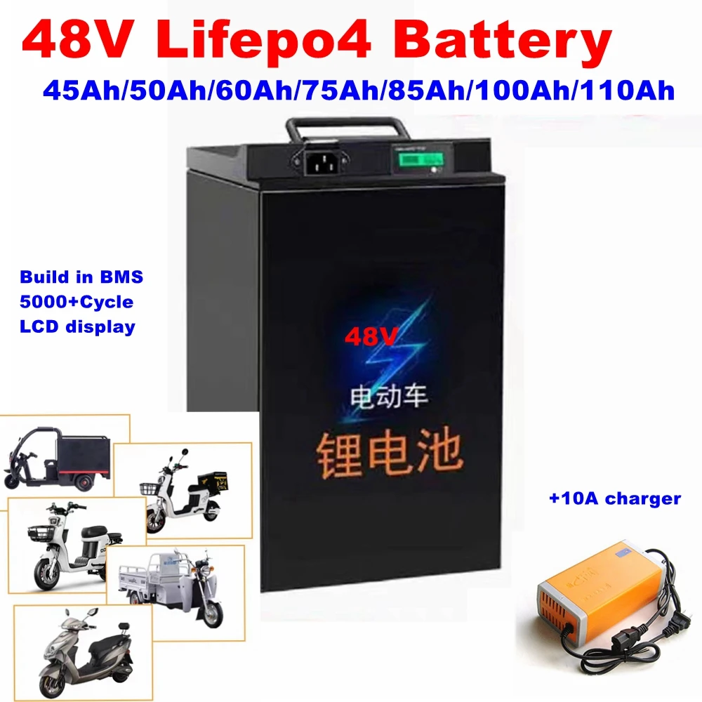 Bms 16S 48V Lifepo4 Ebike Batteria 60Ah 85Ah 100Ah 110Ah Per 5000W Golf Cart Backup Rv Ev Inverter Sistema Solare