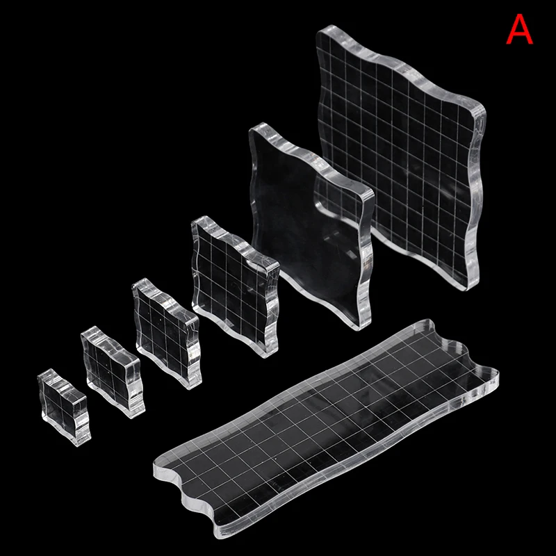 Stamp Blocks Acrylic Clear Stamping Blocks Tools with Grid Lines