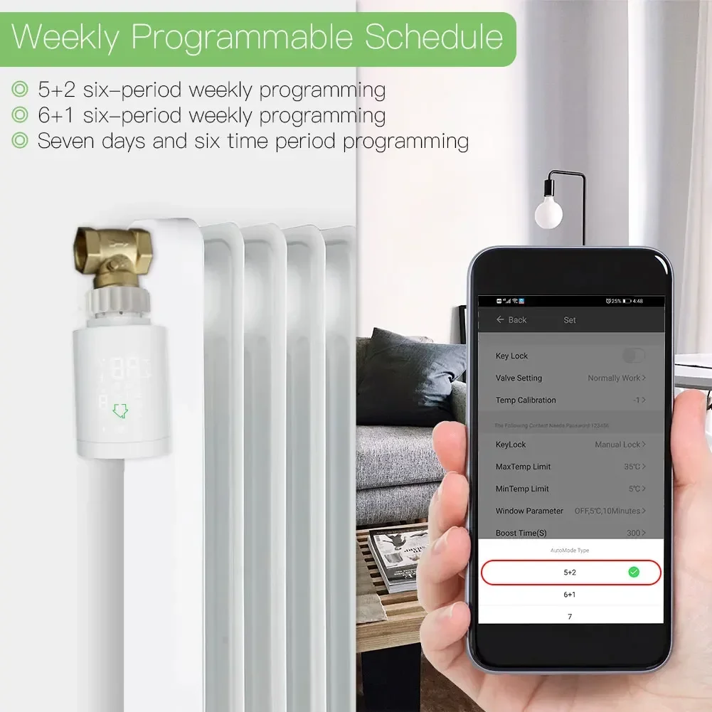 MOES ZigBee3.0 Radiator Actuator Programmable Thermostatic Valve Tuya Temperature Controller 2MQTT Alexa Google Voice Smart App