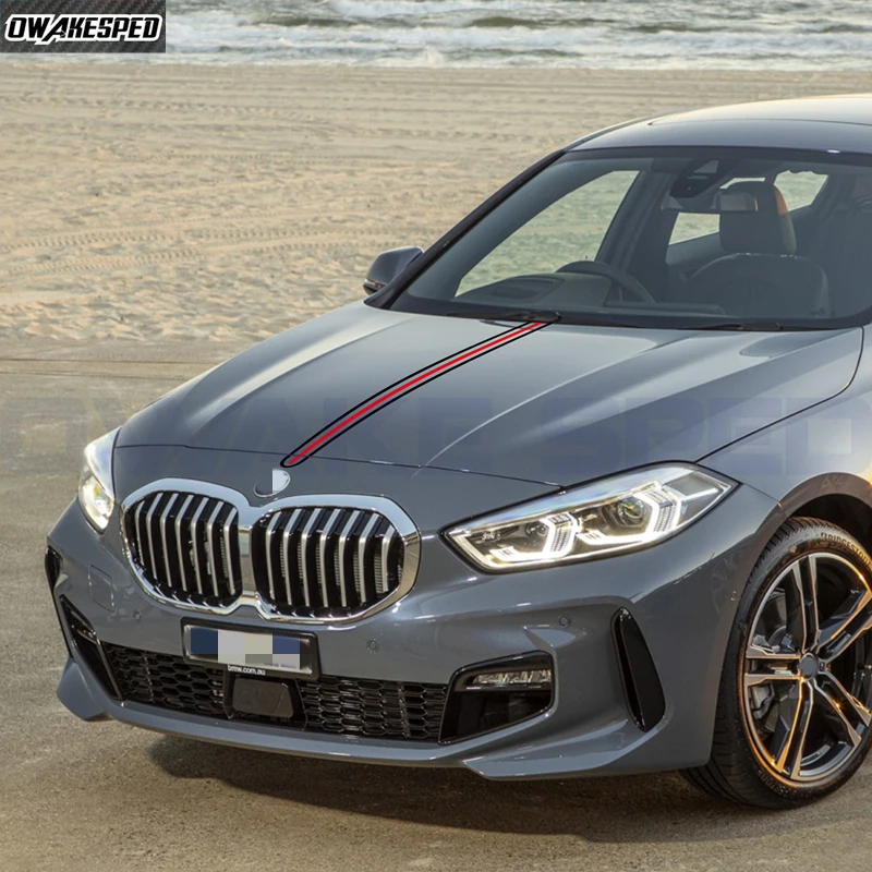 

2 шт., автомобильный капот, спортивная полоса для BMW 1 серии F40 F20, гоночные аксессуары, Автомобильная крышка двигателя, задний декор, Виниловая наклейка