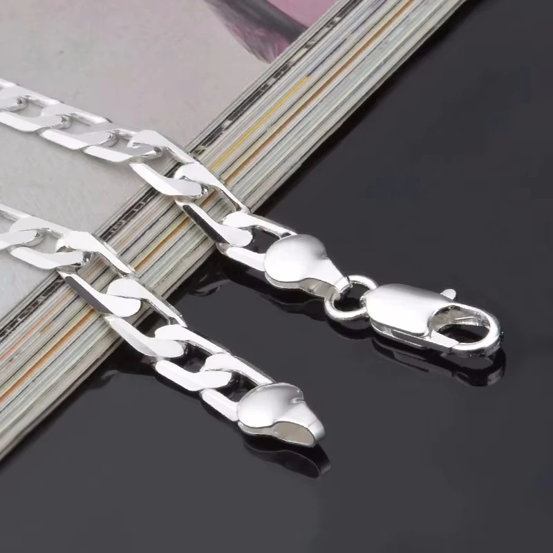 팔찌 사이드웨이즈 실버 팔찌 6MM8MM10MM12MM 팔찌 남녀 공용 주얼리