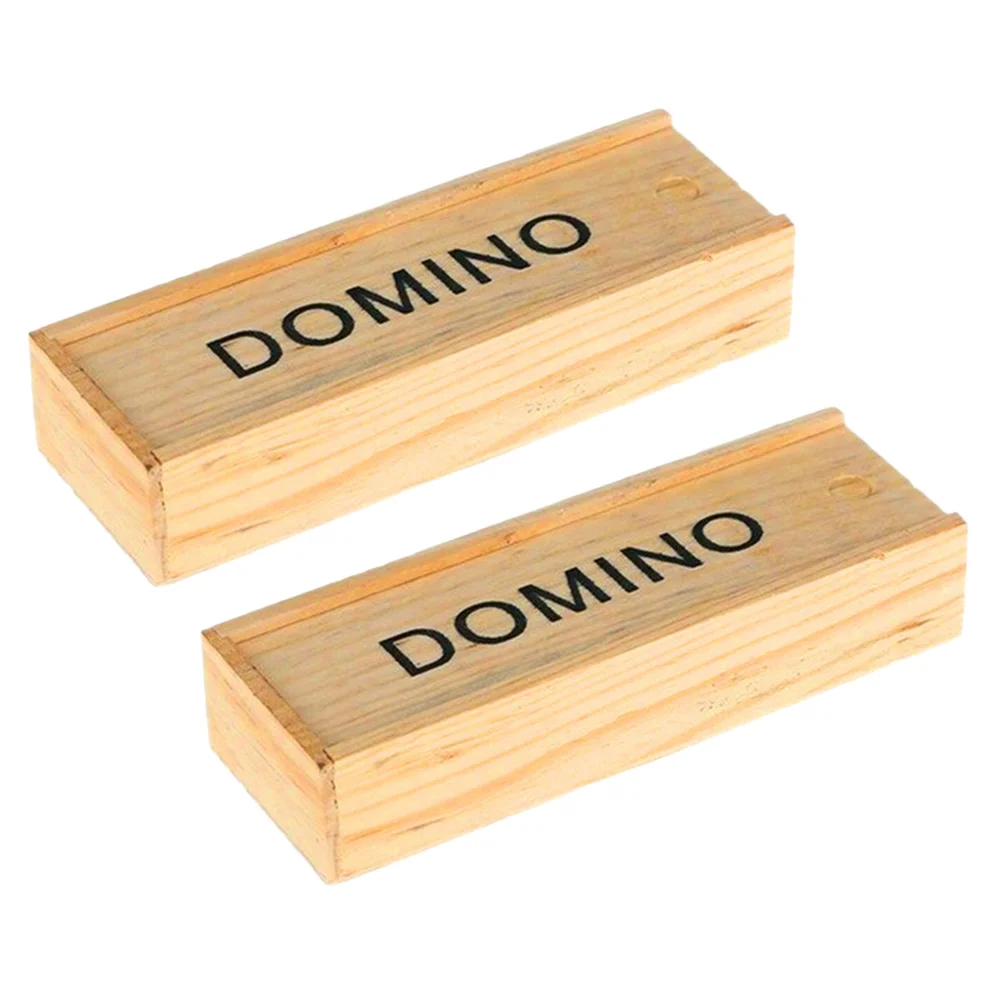 

2 Sets Wooden Dominoes Set Miniature Classic Board Games Small Building Blocks Educational Toys Game Tiles for Kids Adults