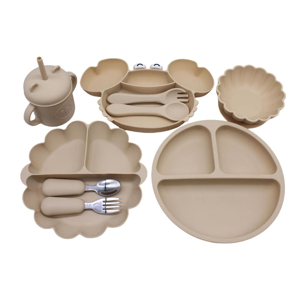 Pumpkin Dinner PlateLearning CupLarge Compartment PlateBaby Suction Cup Autonomous EatingTraining BowlChildren's Supplementary T 3