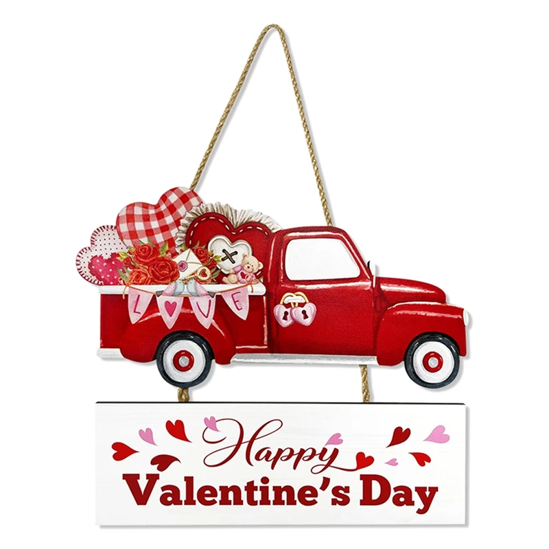 

Valentine's Day Wooden Hanging Sign Wooden Hanging Sign Valentine Door Decorations Welcome Valentines Day Decor For Front Door