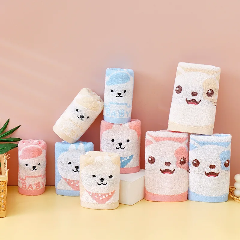 

3PCS Baby Towels Cotton Bath Towel Face Washcloth Cute Cartoon Hand Wipe Soft Children Towels Kids Newborn Bathing Handkerchief