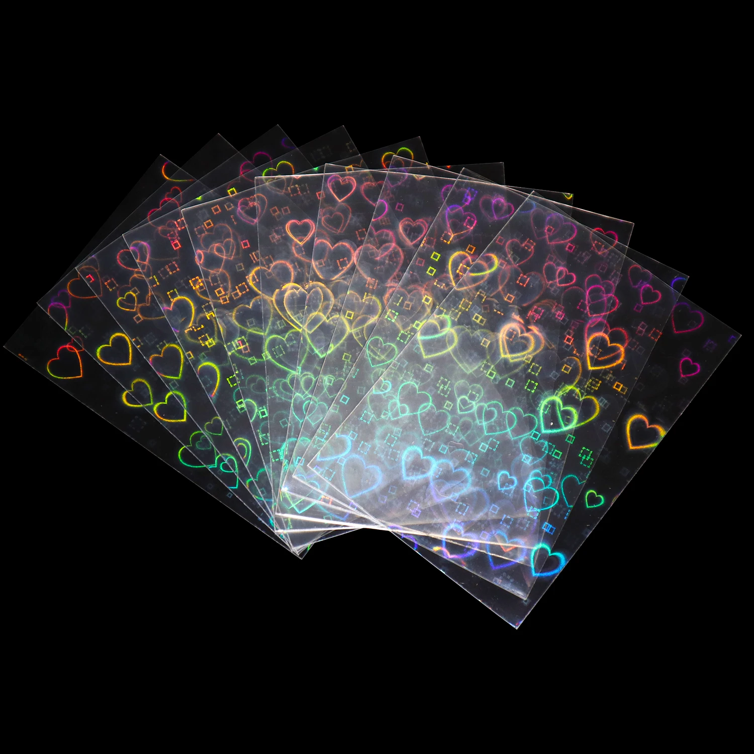 

100pcs/Lot Heart-shaped Flashing Card Sleeves for YGO Trading Shield Magic Card Protector Holographic Foil Protective Cover