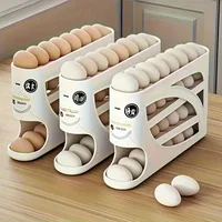 Support à œufs pour réfrigérateur, design coulissant automatique, rangement gain de place, matériau PP transparent, ustensile de cuisine pour la conservation des aliments 2