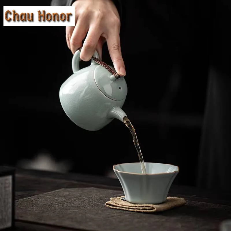 190ml Boutique Ru Kiln Ceramics Small Mountain Teapot Handmade Household Kung Fu Tea Set Tea Ceremony Drinkware Accessories Gift