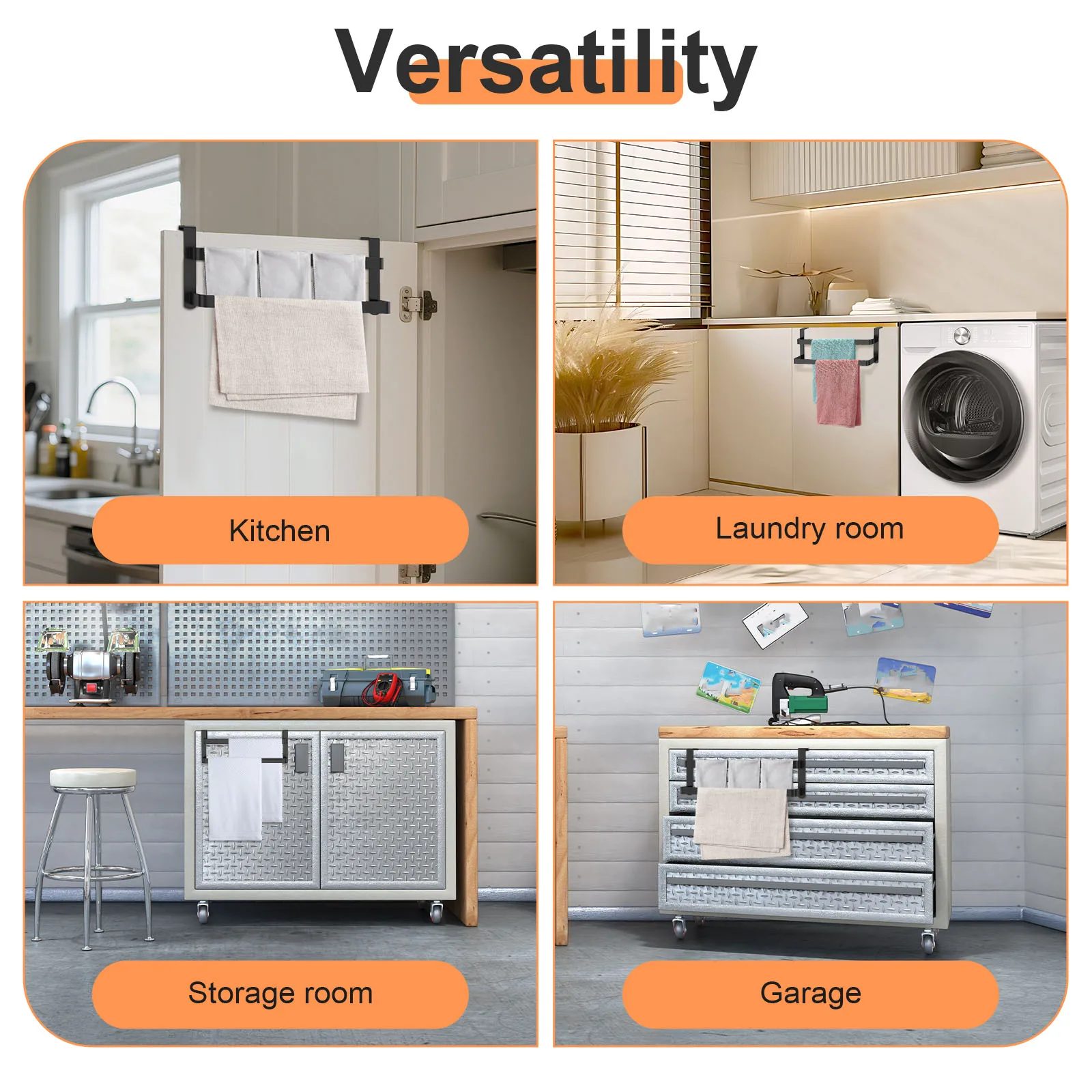 Stainless Steel Double Layer Towel Rod Bathroom Storage Organizer