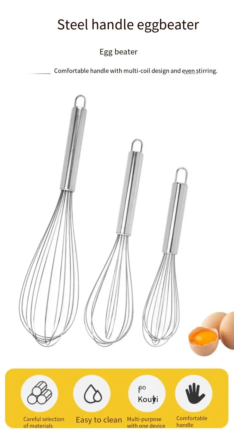 Description Picture 2 of itemstainless steel egg beater manual modern minimalist baking utensils egg cream mixer to send.