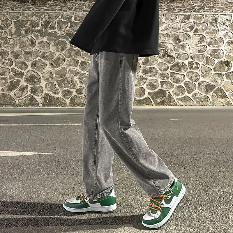 

Men Wide Leg Jeans Hip Hop Casual Men's Straight Baggy Denim Pants Streetwear Loose High Quality Breathable Fashion Trousers A28