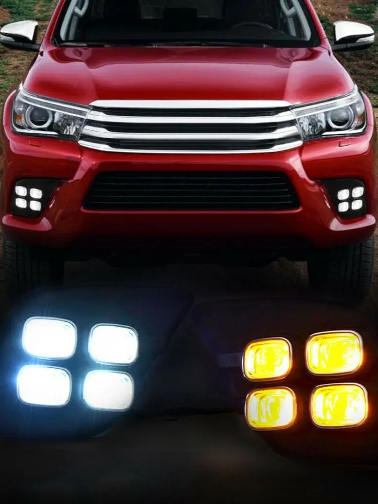 

Передние светодиодные дневные ходовые огни, противотуманные фары для Toyota Hilux Revo 2015-2017, 2 шт.