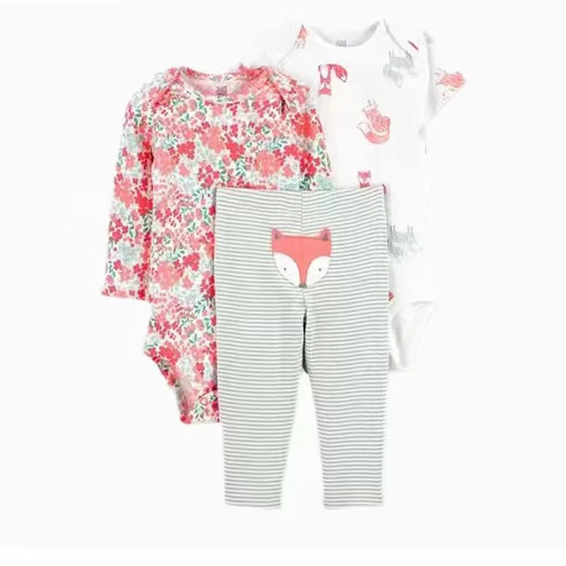 2025 Baby Girls Clothes Autumn Spring Newborn Infant Outfit Cotton Bodysuit Top And Bottom Pants Kids Toddler Clothing Set 6-24M - 4