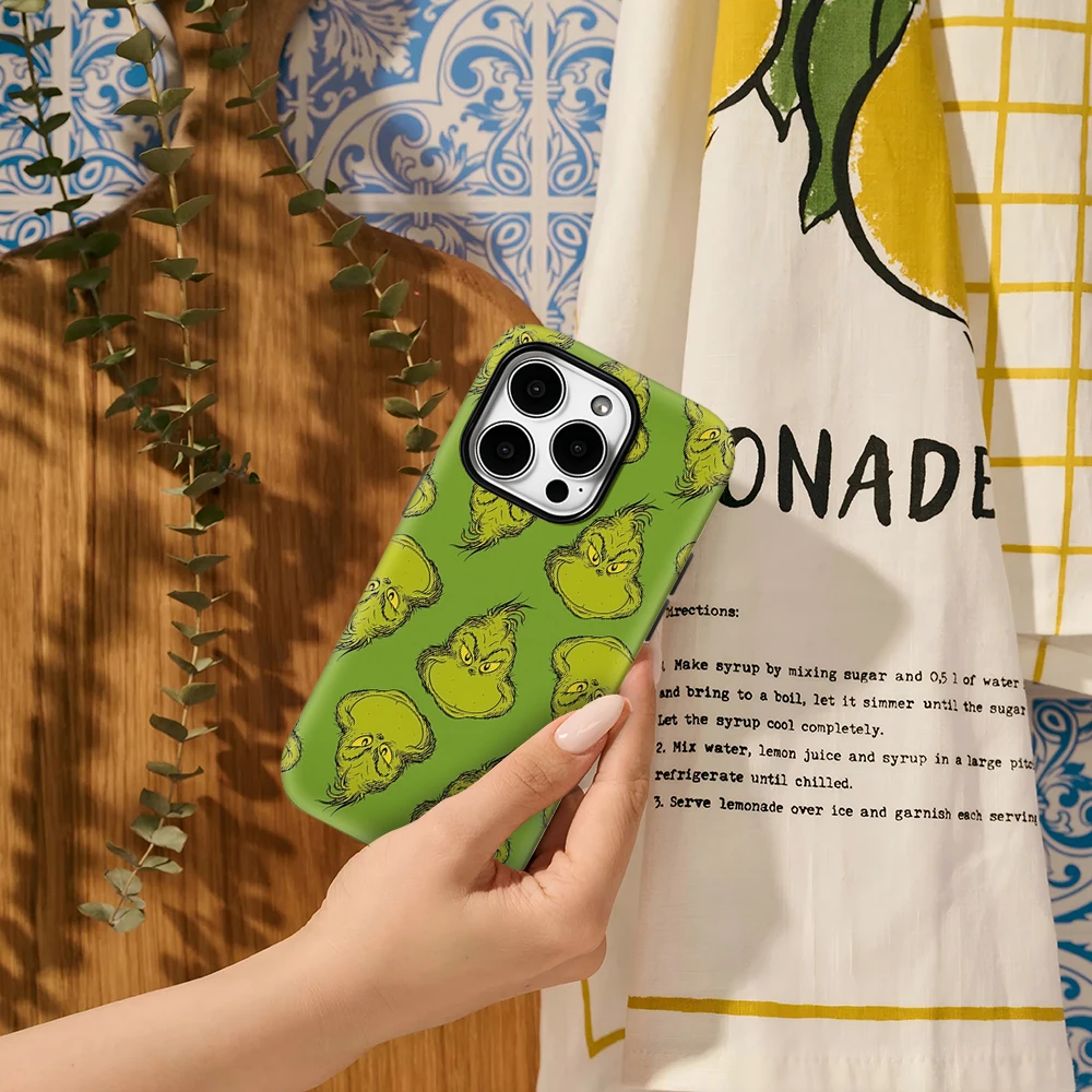 Luxury Double-Layer Christmas Phone Case with Grinch Design