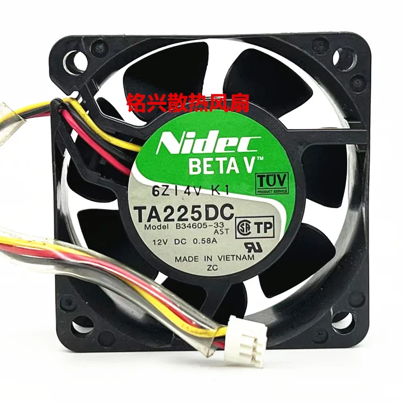 3-проводной серверный охлаждающий вентилятор Nidec B34605-33 TA225DC DC 12 В 0.58A 60x60x25 мм