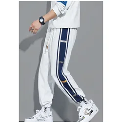 2023 New Spring and Summer Fashion Casual Splicing Contrast Color Tie Feet Trend Versatile Loose Boys' Sports Casual Pants