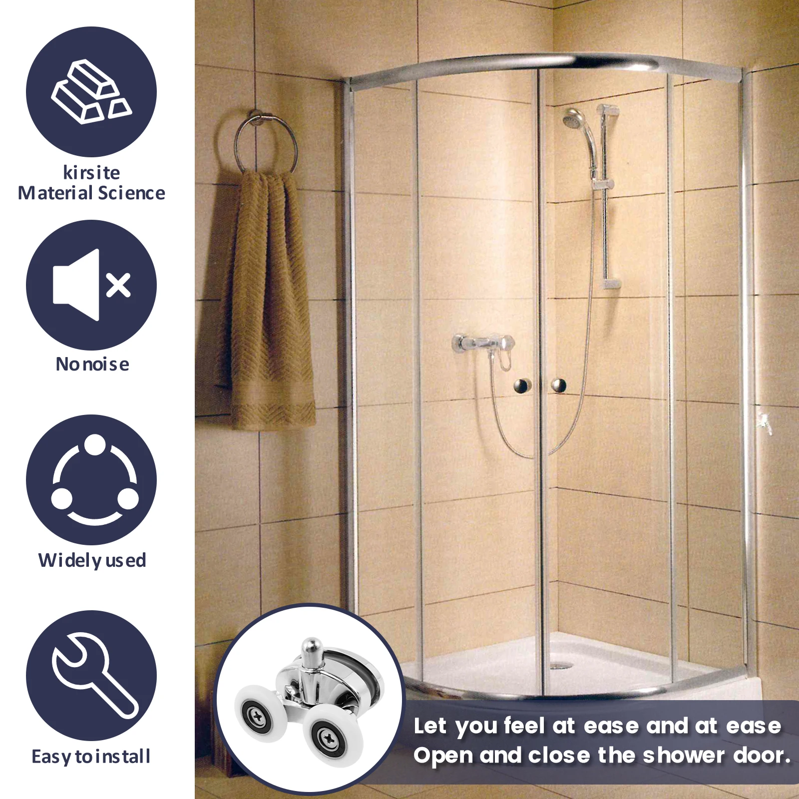 10Pcs Shower Door Rollers Load Bearing Shower Door Wheels Quiet Glass Runner Wheels Top and Bottom Rollers for Bathroom