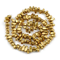 Gold - Toned Hematite Irregular Gravel Natural Stone Beads, 15'' Loose Spacer Beads for DIY Jewelry and Bracelet Making (Gold)