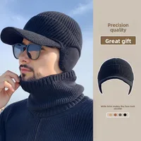 Men's Knitted Duckbill Hat: Winter Warm Fleece Lined, Black, Large Head Circumference 3