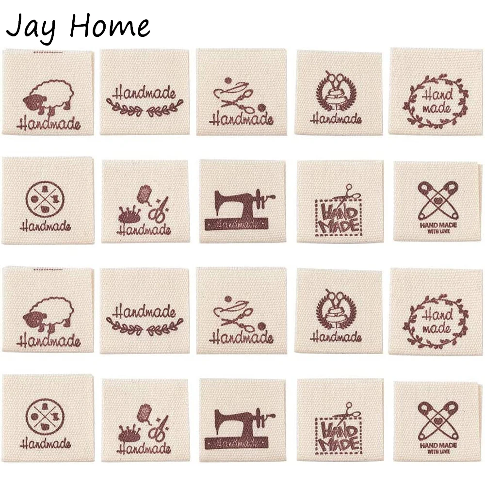 50100PCSCottonSewingLabels10StylesHandmadeClothLabelsArt