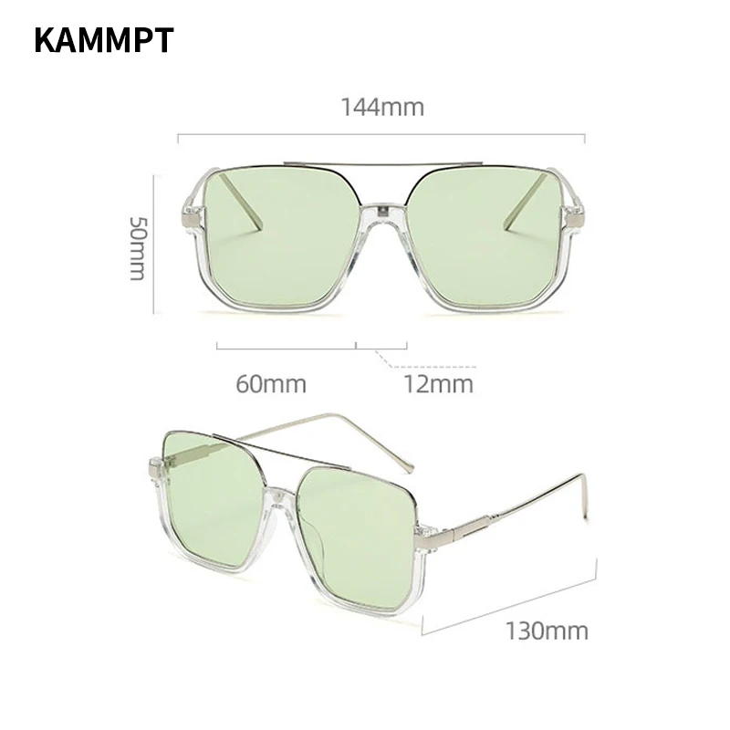 KAMMPT Vintage Oversized Sunglasses Fashion Men Women Square Shades Eyewear Trendy Ins Popular Brand Design UV400 Sun Glasses - Image 6