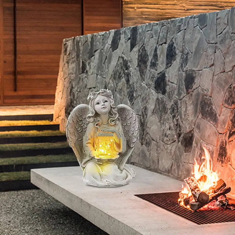 Statue D'ange Solaire - OMABETA - Sculpture En Résine - Couleurs Vives