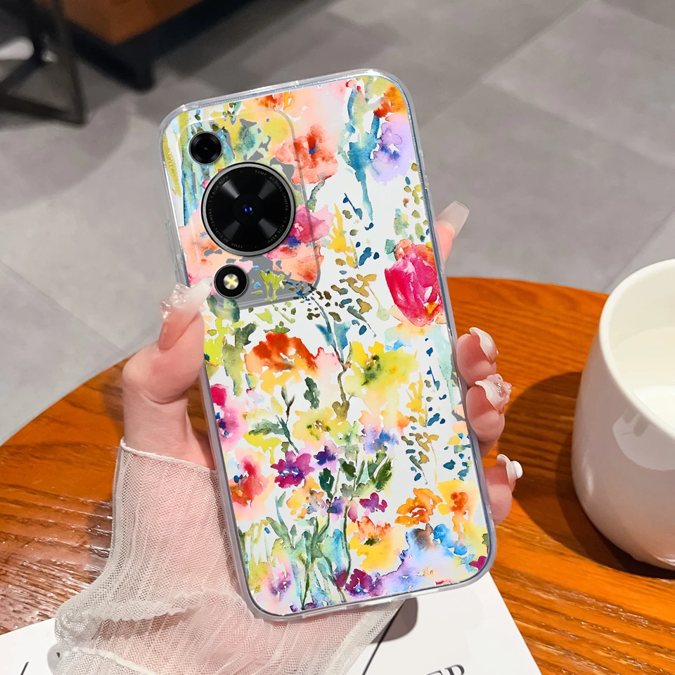 Cute Bear Flower Clear Protective Anti-Drop Phone Case - Soft TPU Cover