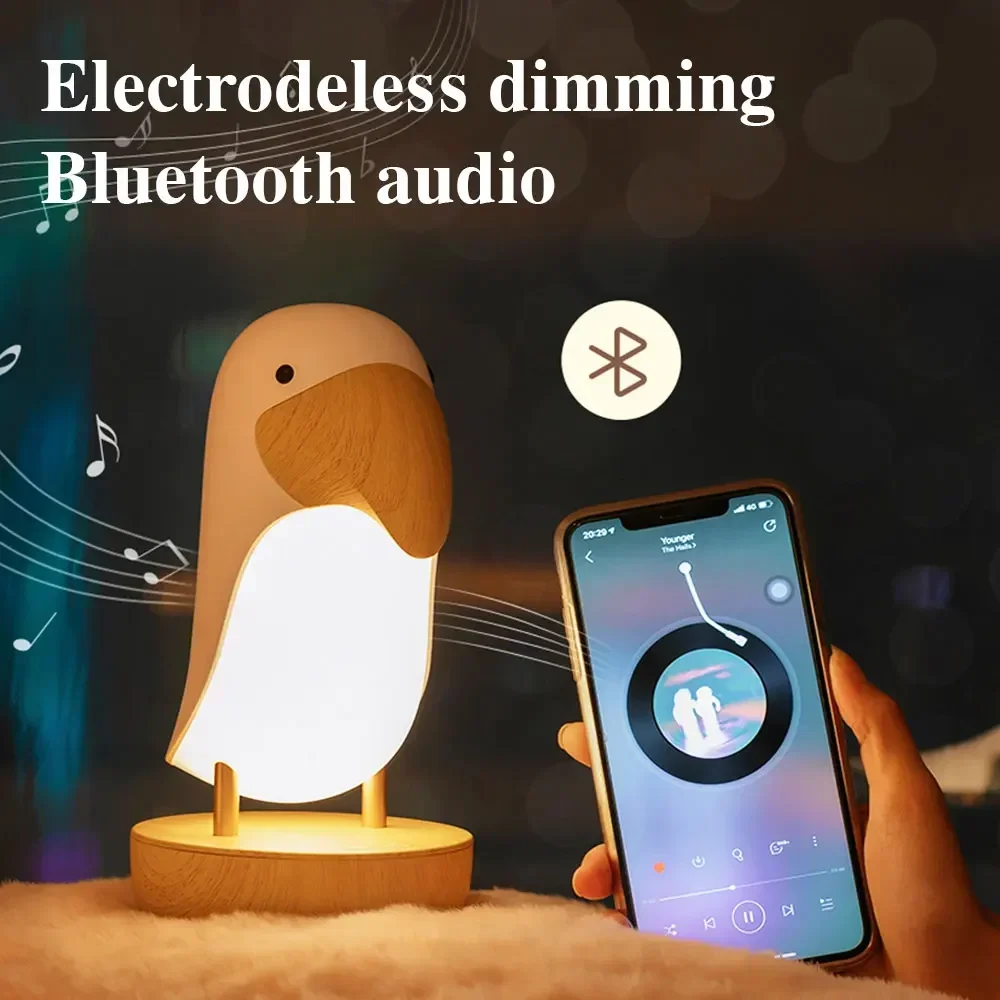 

Dimmable Home Lighting Cute Bluetooth LED Night Light 2 in 1Toucan Bird wireless Bluetooth Speaker USB Bedroom Table Lamp