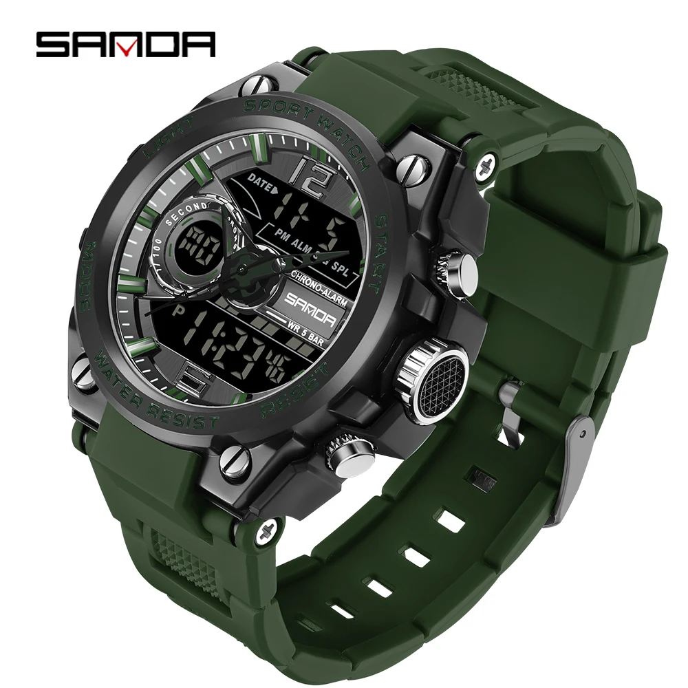 SANDA Man Watch Luxury Digital Waterproof G Shock Sport Watch Calculator Chron Clock Electronic Big Size Military Wristwatch calculator electronic 8 digit flip