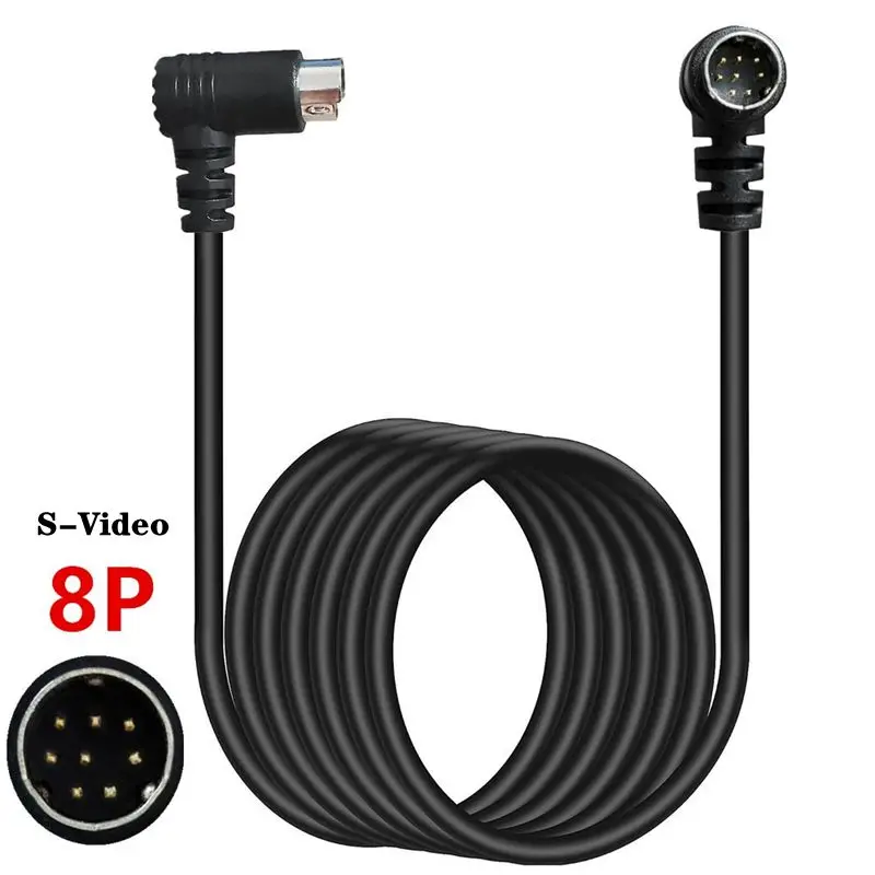 90 ° ミニ DIN 8 ピン オス - オス S 端子オーディオおよびビデオ
