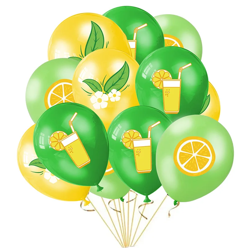 

12pcs Lemon Balloons Pattern Latex Balloons Green Yellow Lemonade Balloon for Lemon Birthday Party Baby Shower Decorations