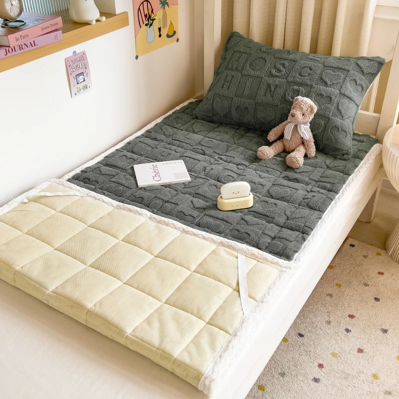 Tower Velvet Mattress Winter Fleece-Lined Milk Fiber Cushion Student Dormitory Single Double Coral Fleece Pad