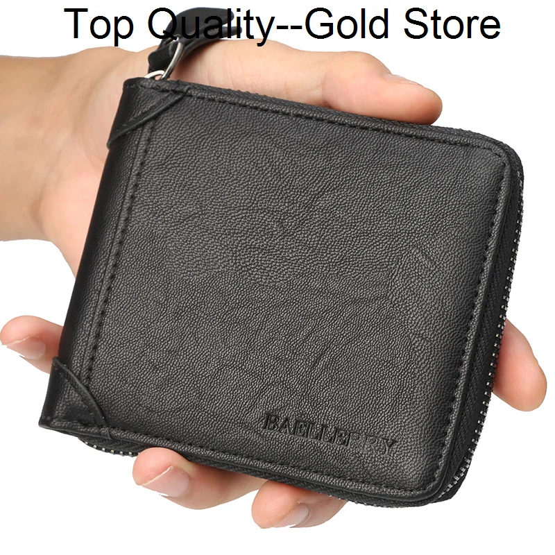 

Mens Leather Wallet Business ID Card Holder Billfold Zip Purse Handbag Clutch Brand New Coffee Coin holder Male