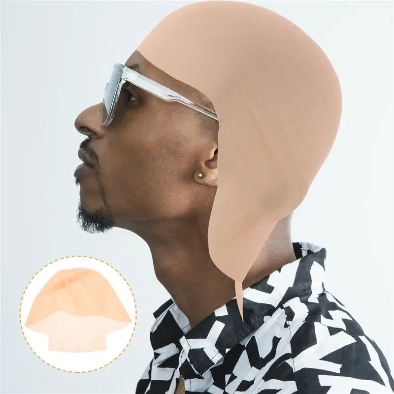 1pc Bald Head Bald Cap Latex Monk Prank Headgear Performance Photo Props Make Up Cosplay Costume Latex Head Cover