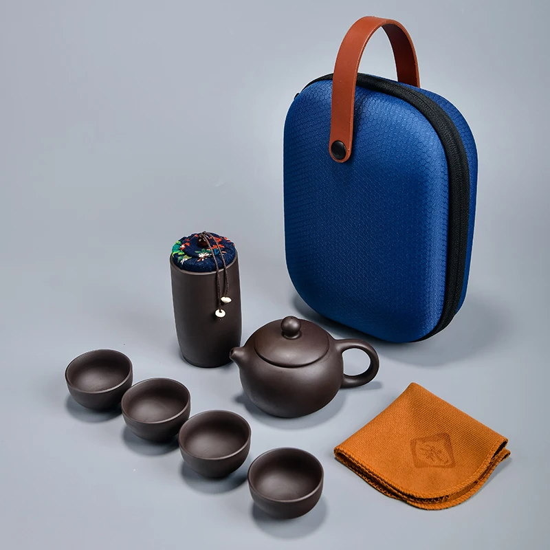Description Picture 3 of itemPurple Sand Tea Cups Ceramic Portable Teapot Set Outdoor Travel Gaiwan of Ceremony Teacup Fine Gift Kung Fu