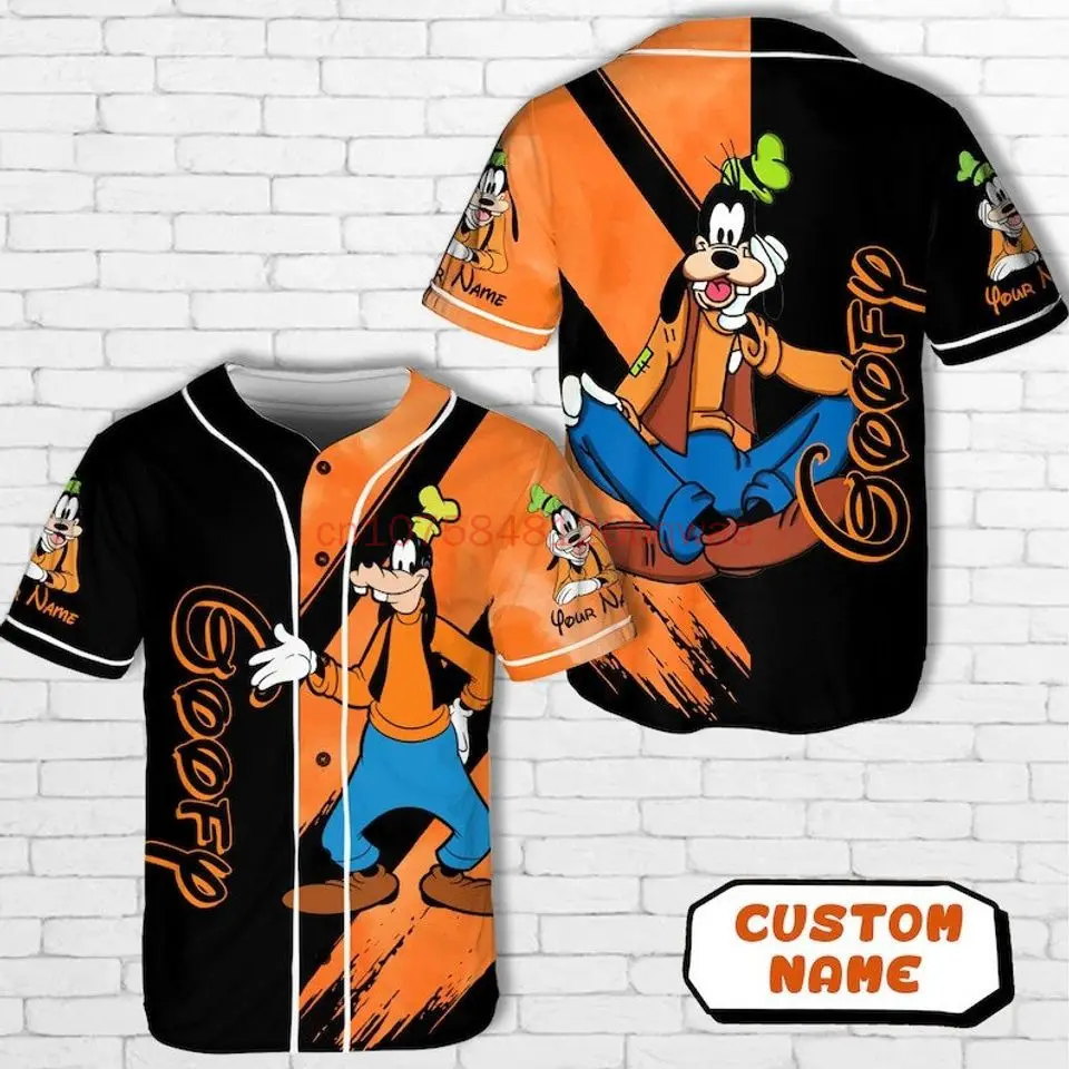 2024 New Goofy Baseball Jersey Nome Personalizzato Uomo Donna Manica Corta Jersey Disney Baseball Jersey Casual Sport Baseball Jersey