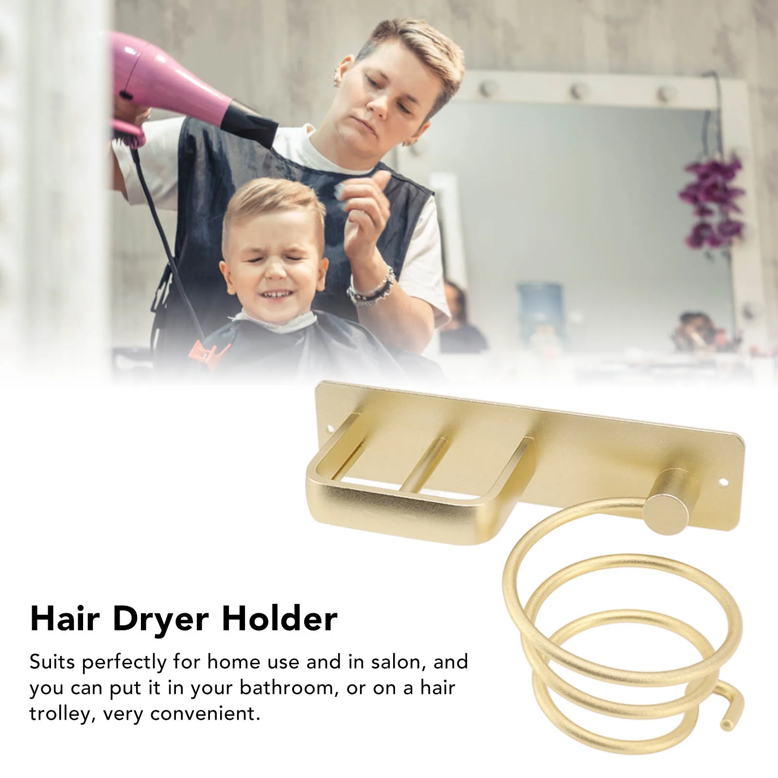 Hair Dryer Holder Straightener Storage Bracket Rack Space Aluminum Home Decoration Gold Wall Shelf Bathroom Shelf Styling Tool storage rack hair dryer holder hair tool holder