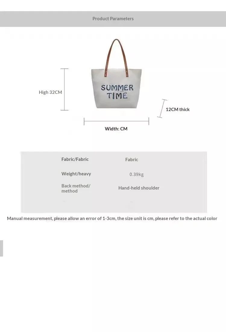 3 Stück/Set Bestickte Buchstaben-Leinwand-Tragetasche für Frauen Große Kapazität Pendler-Schultertasche Vielseitige Büchertasche – Detail 1