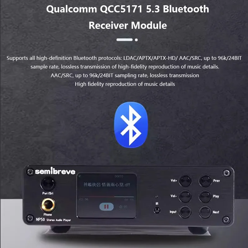 High-end Digital Audio Decoder AK4499EXEQ+AK4191EQ DAC QCC5171 Bluetooth 5.3 HIFI Lossless Music Turntable Femtosecond Crystal