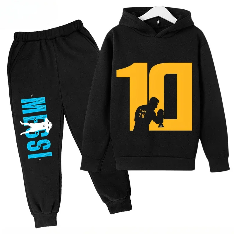 thumbnail image 1 of Conjunto de sudadera con capucha para niños y pantalones deportivos de 2 piezas para niños y niñas Ropa infantil con estampado de Messi Ropa de bebé, 1 of 5