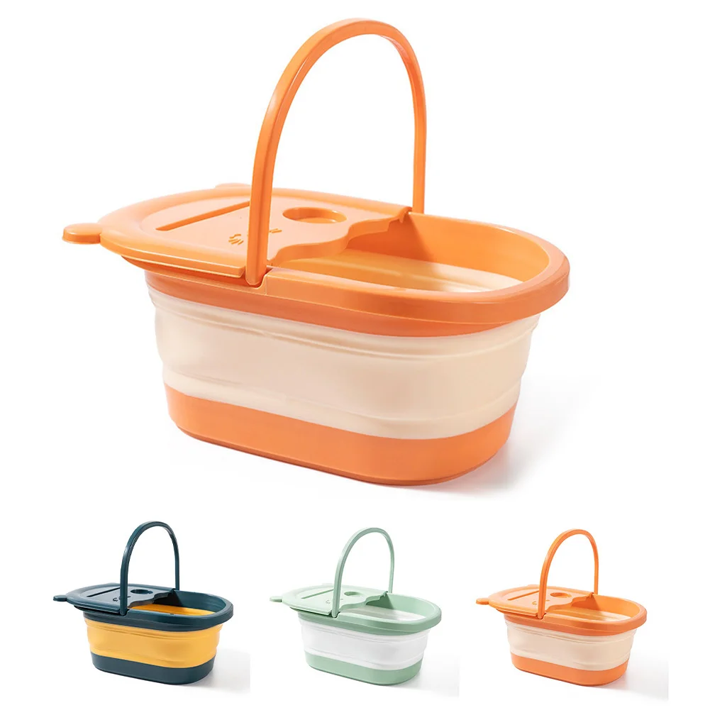 Portable Foot Bath Basin Collapsible Foot Soak Tub With Lid Phone Placement Slot, Massager Bucket, Spa Bath Basin