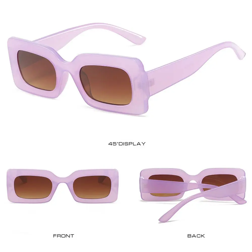Trendy UV400 Protection Square Frame Narrow Female Shades Sunglasses for Women Ladies Eyewear Rectangle Sunglasses