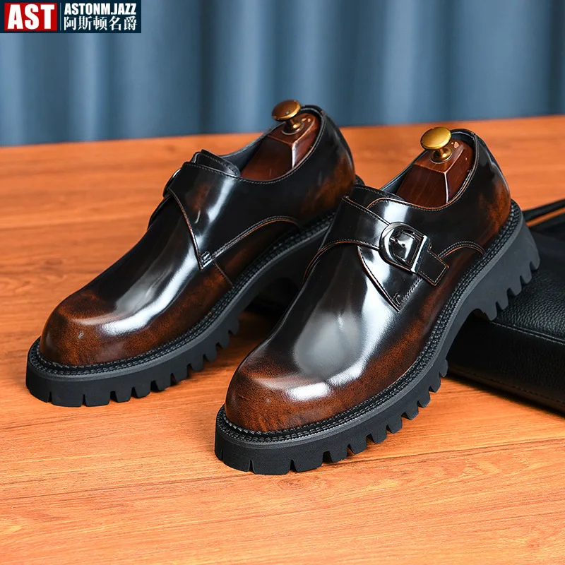 Italian Patent Leather Mens Dress Shoes Luxury Brand Handmade Fashion Platform Elegant Genuine Leather Wedding Oxfords Shoes Man
